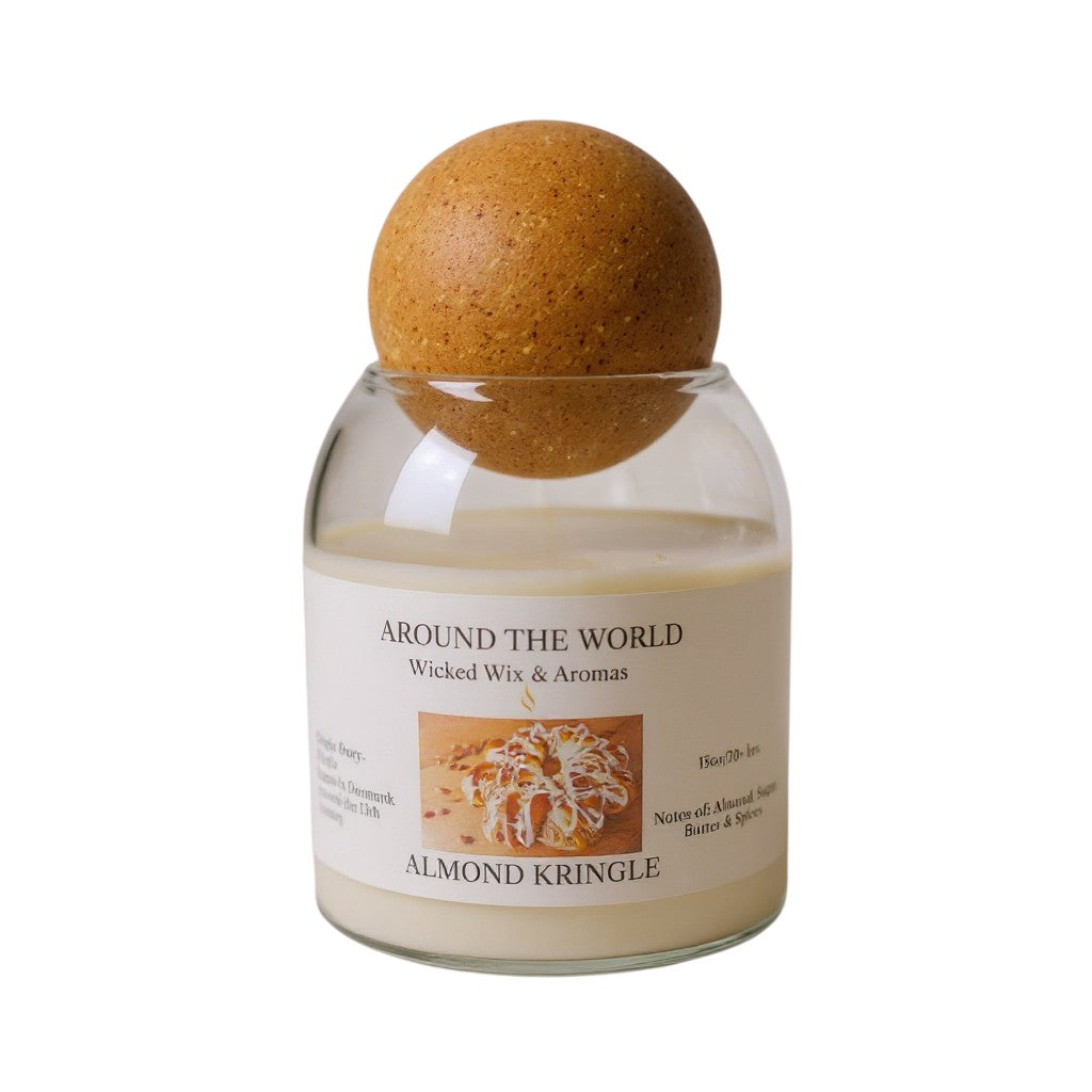 Around The World Almond Kringle 2 Wick Candle 15 Oz