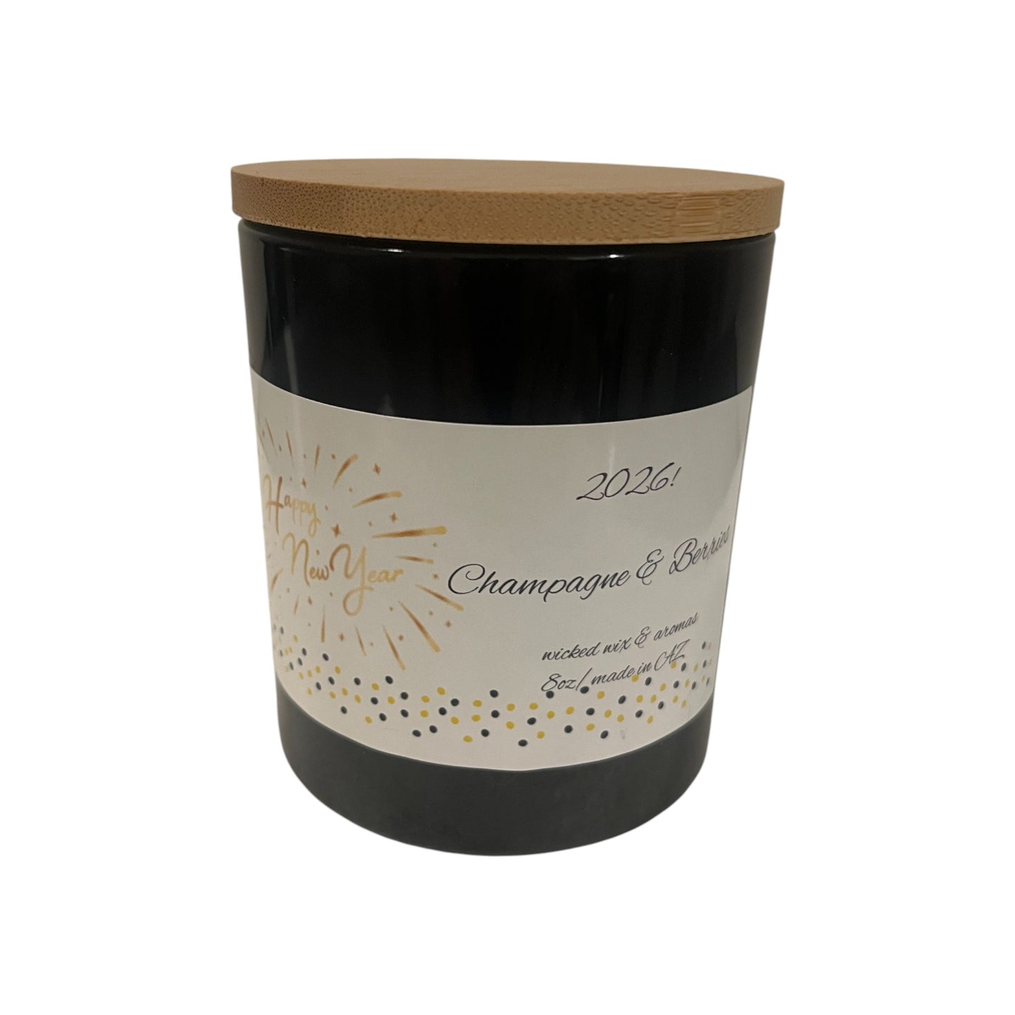 Champagne & Berries Wood-Wick Candle | 8 oz Coconut Apricot Wax | 40+ Hour Burn