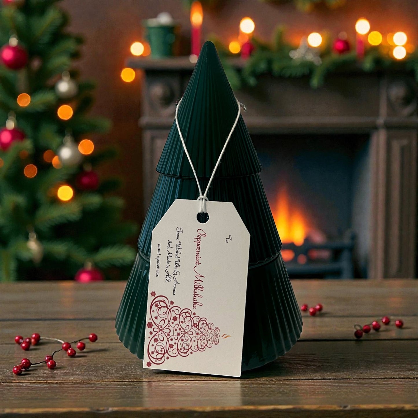 Holiday Candle Peppermint Milkshake Christmas Tree 8 Oz.