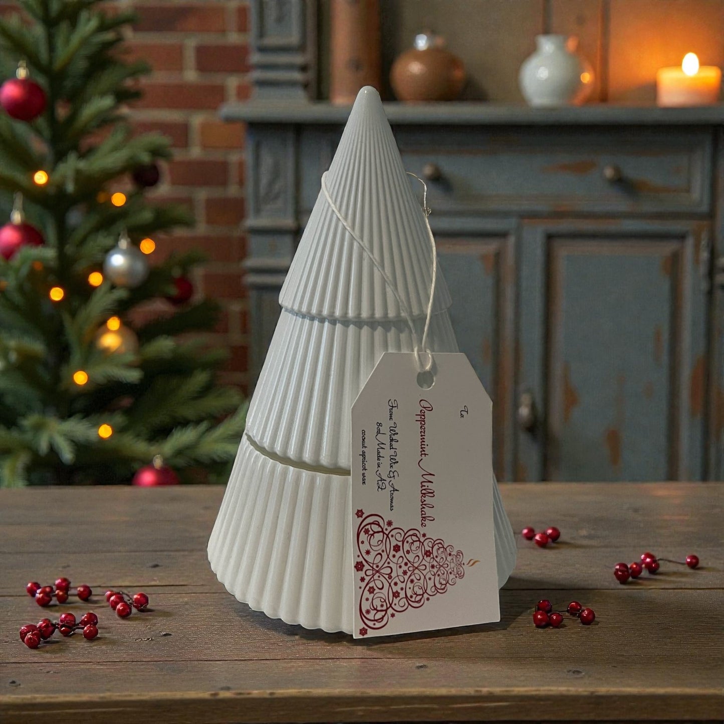 Holiday Candle Peppermint Milkshake Christmas Tree 8 Oz.