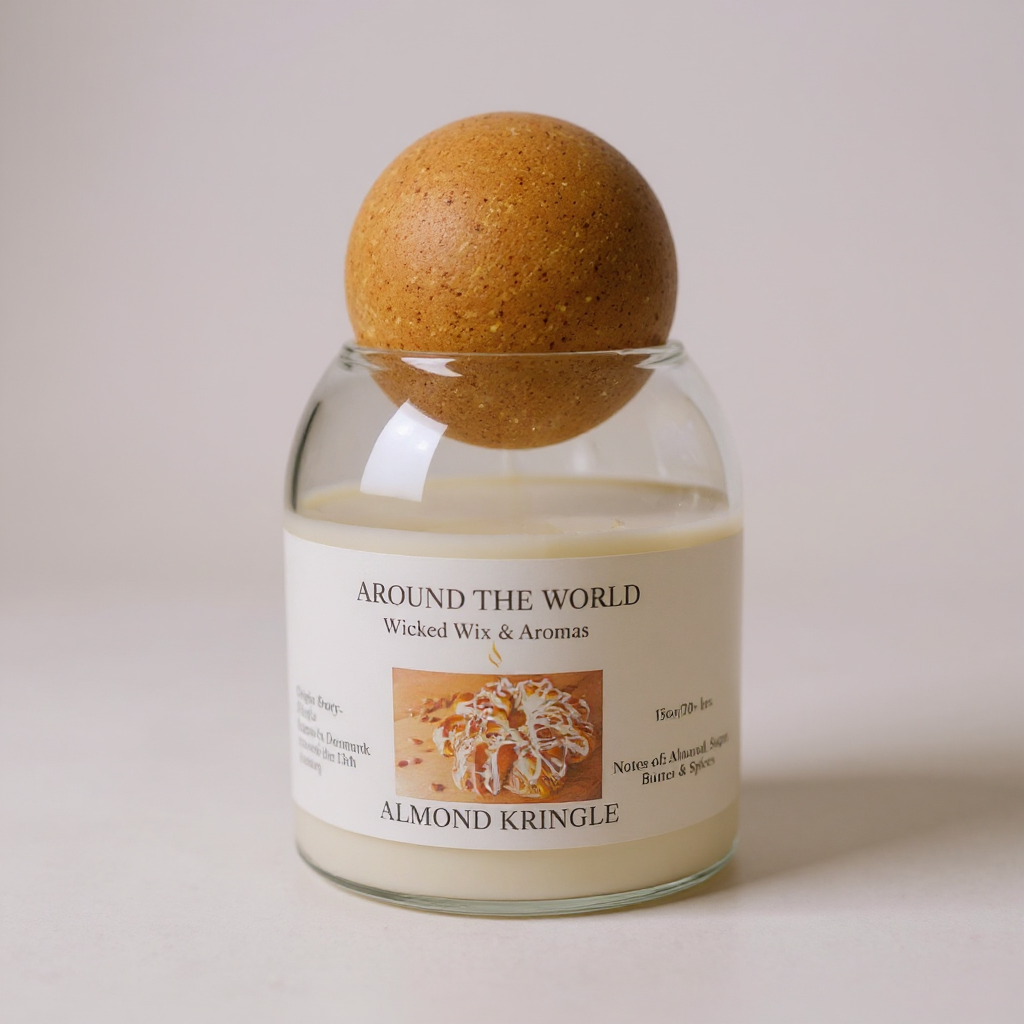 Around The World Almond Kringle 2 Wick Candle 15 Oz